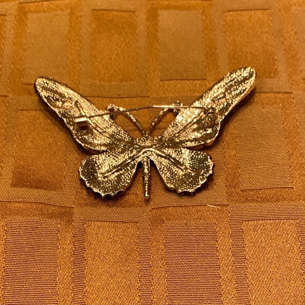 Vintage Butterfly Multi Color Stones Brooch Pin - Picture 3 of 5